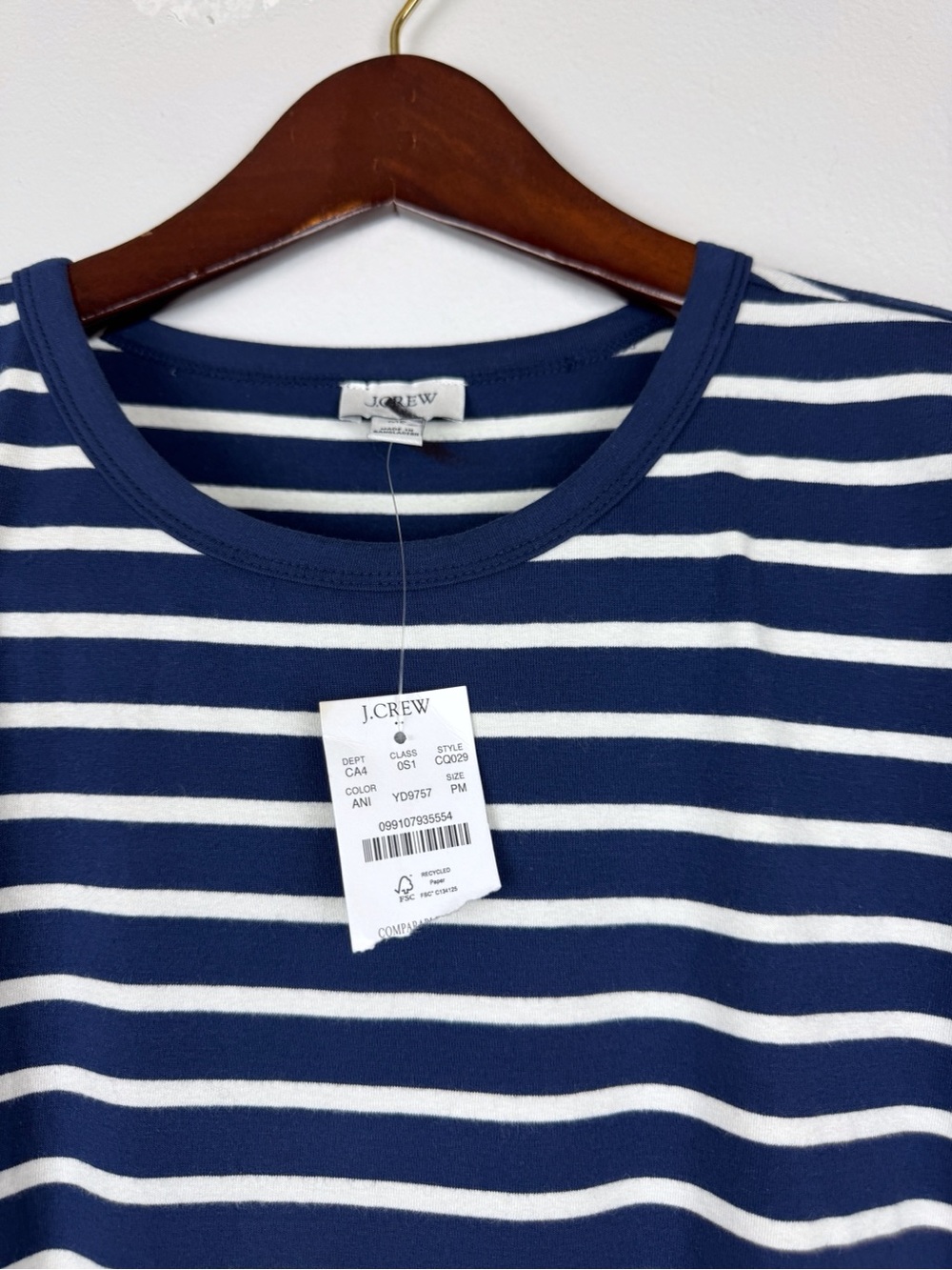 J. Crew Petite Striped Short Sleeve Knit Mixy Midi Dress Size MP NWT - Picture 7 of 11